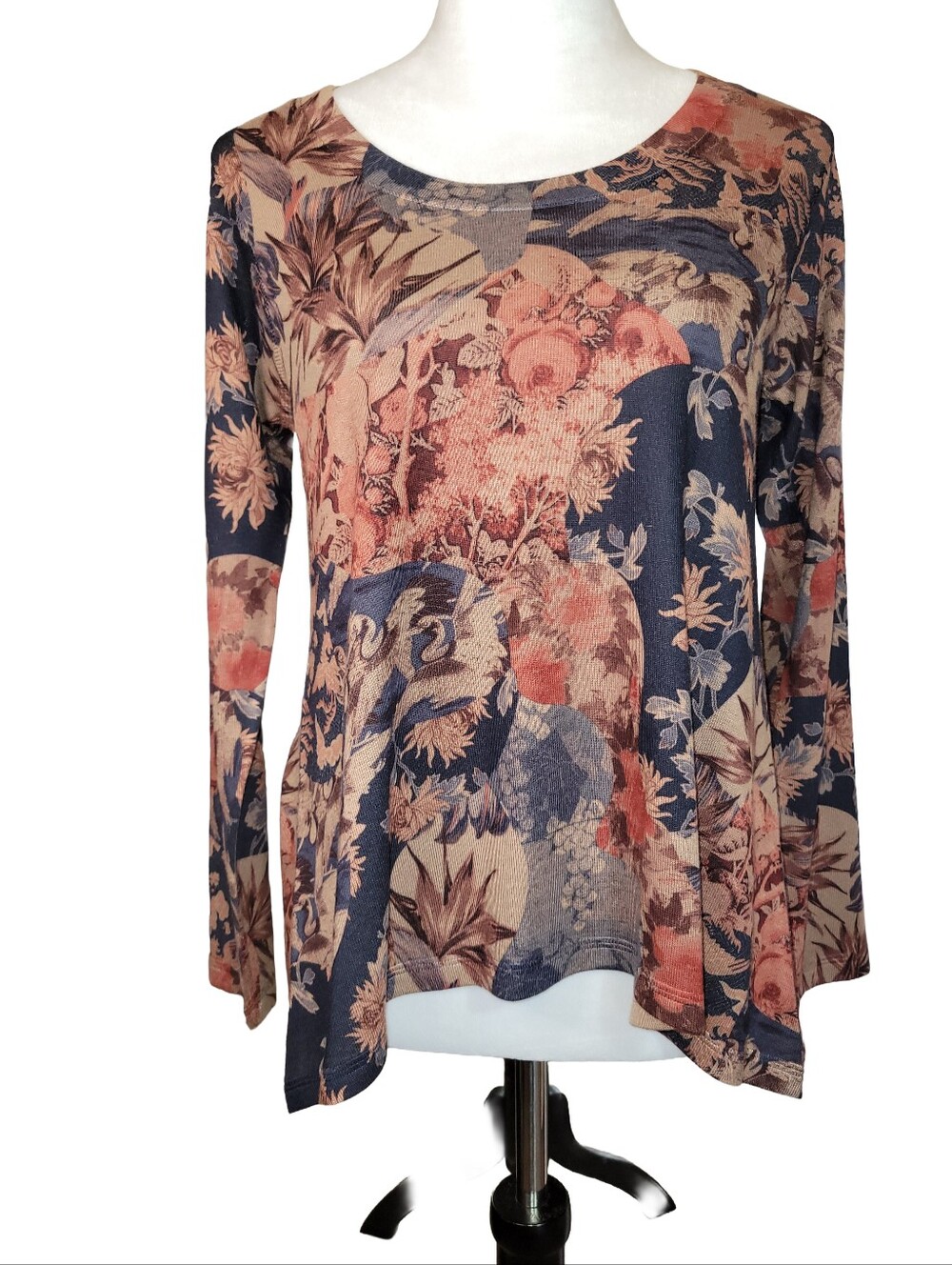 Soft Surroundings Millie Tunic Top Floral Print Long Sleeve Size PXS